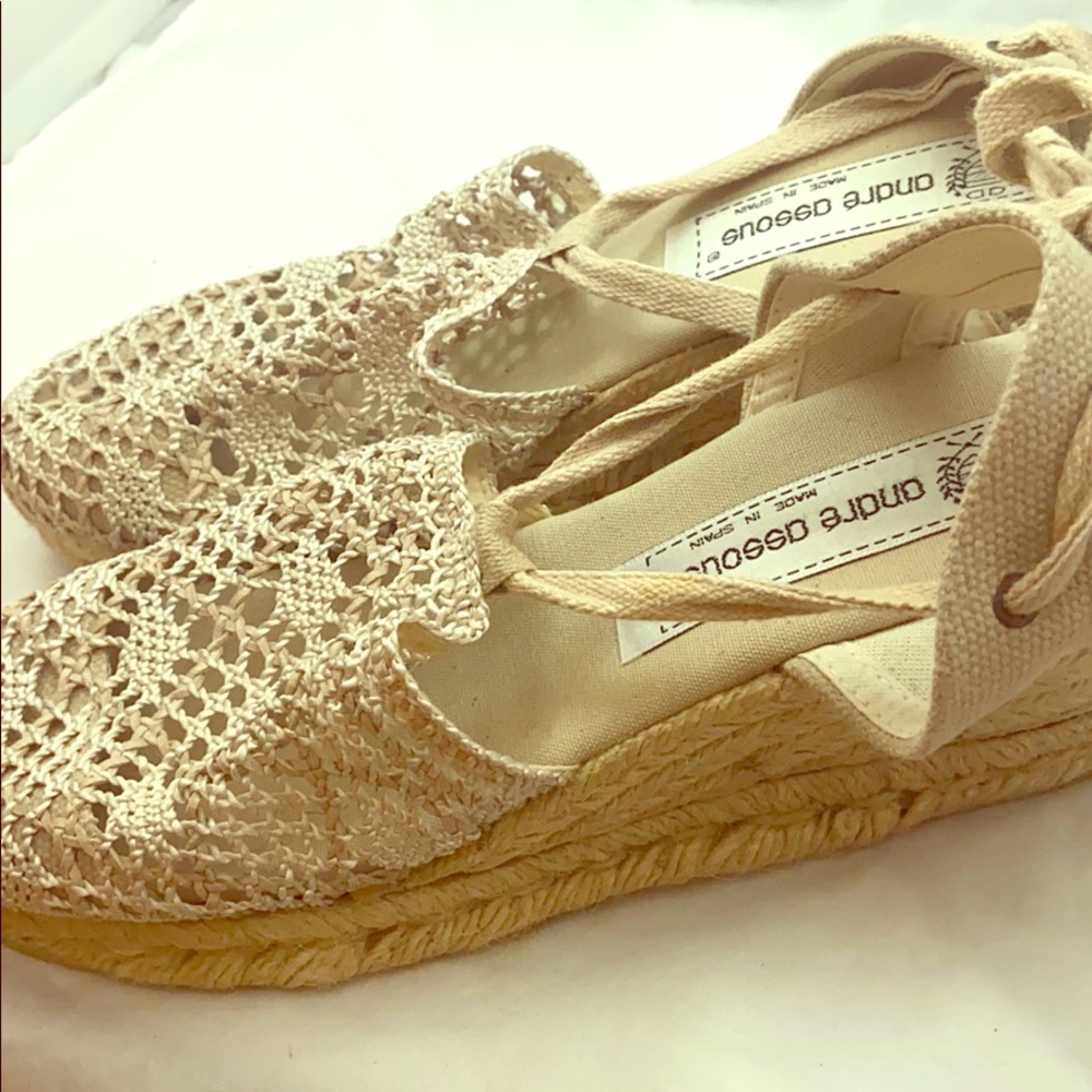 andre assous carina crochet espadrilles wedges